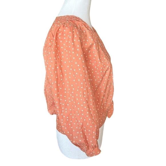 Madewell Wrap Top Womens Size Medium Star Scatter Puff Sleeve V Neck #G1261 - Picture 5 of 6